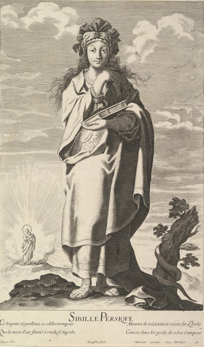 Farsça Sibyl, yak. 1635. Yaratıcılar: Gilles Rousselet, Abraham Bosse. by Gilles Rousselet and Abraham Bosse