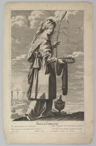 Samian Sibyl, yak. 1635. Yaratıcılar: Gilles Rousselet, Abraham Bosse. by Gilles Rousselet and Abraham Bosse