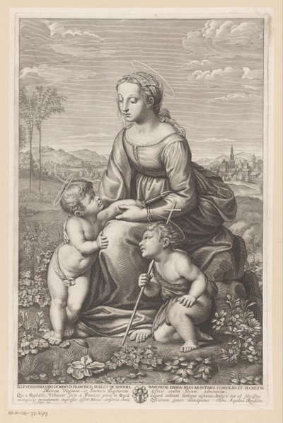 Bir çayır manzarasında çocuk ve Vaftizci Yahya ile Mary by Gilles Rousselet