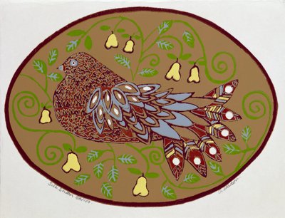 Armut Ağacında Keklik (baskı) by Gillian Lawson