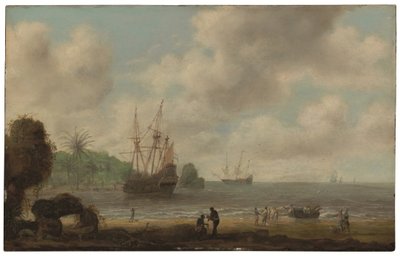 Hollanda savaş gemisi Amsterdam, Brezilya kıyılarından önce (panel üzerine yağlıboya) by Gillis Peeters