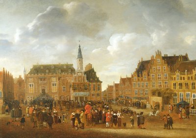 1648'de Münster Barış Antlaşması'nın Haarlem Belediye Binası Balkonundan Duyurusu by Gillis Rombouts