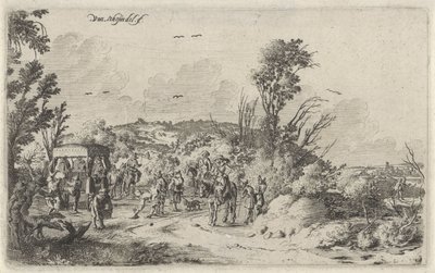 Bir ülke yolunda taşıma ve biniciler Koku Beş duyu ile manzaralar (dizi başlığı) by Gillis van Scheyndel (I)
