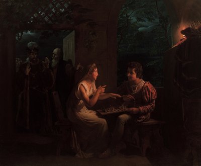 Ferdinand ve Miranda satranç oynuyorlar, 1822. by Gillot Saint Evre