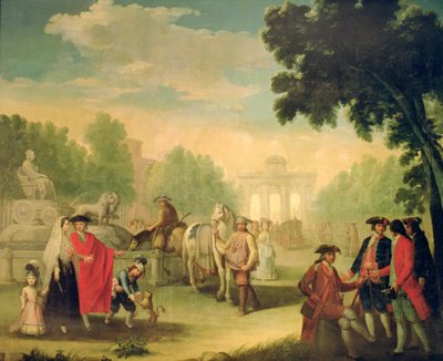 Madrid'deki Puerta de Alcala ve Cibeles Çeşmesi (tuval üzerine yağlı boya) by Gines Andres Aguirre