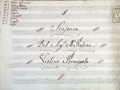 Gioacchino Rossini tarafından bir senfoni için keman müzik notasının ilk sayfasından Detay by Gioachino Rossini