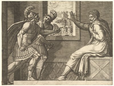 Caius Marius Hapishanede, hücresine giren iki Cimbrian askeri, 1560-69. by Giorgio Ghisi
