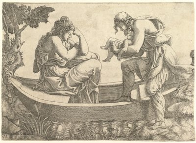 Danae ve bebek Perseus, Acrisius tarafından denize atıldı, 1543. by Giorgio Ghisi