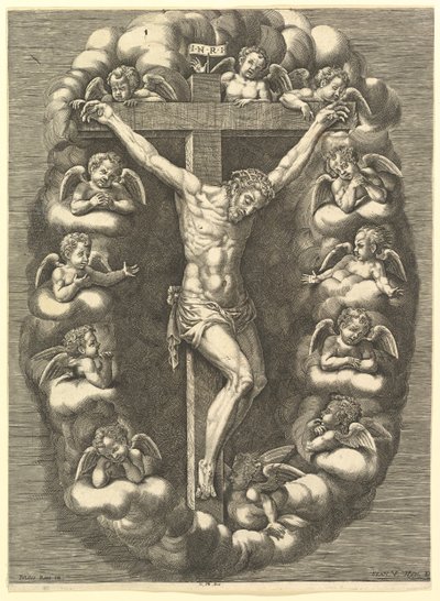 Yas Melekleri Tarafından Çevrilmiş Çarmıha Gerilmiş İsa, 1575-1679. by Giorgio Ghisi