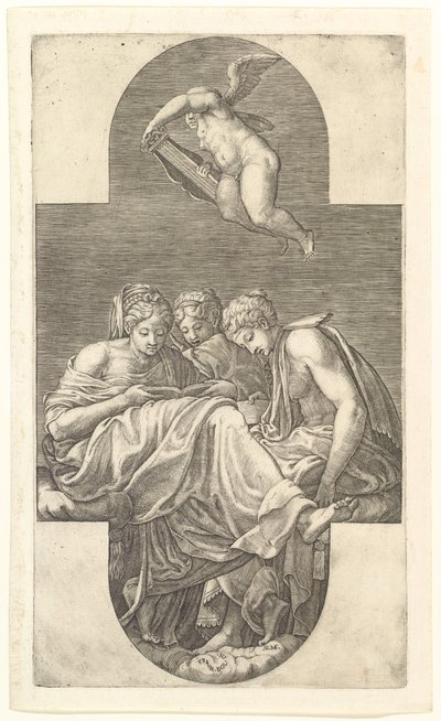 Üç İlham Perisi ve Lirli Bir Putto, haç biçiminde bir kompozisyon, sekiz bestelik bir seriden..., 1560