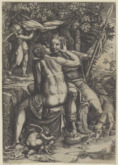 Venüs ve Adonis by Giorgio Ghisi