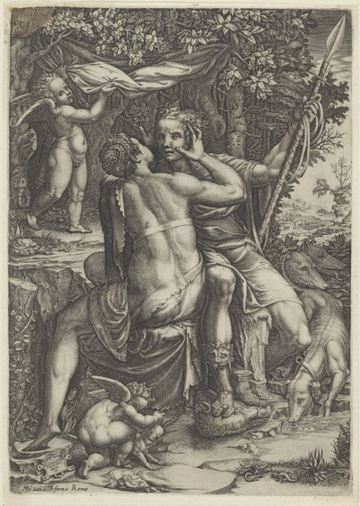 Venüs ve Adonis by Giorgio Ghisi
