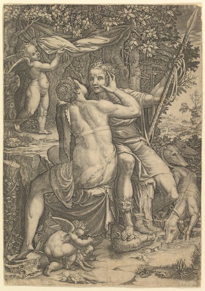 Venüs ve Adonis, yaklaşık. 1570 by Giorgio Ghisi