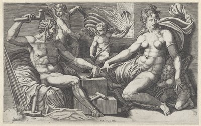 Venüs en Vulcan in de smidse van Vulcan by Giorgio Ghisi