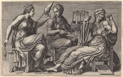 Üç Kader by Giorgio Ghisi after Giulio Romano