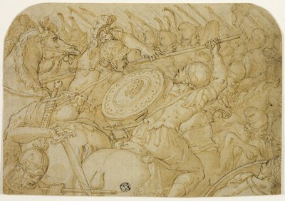 Süvari Çatışması (rekto); Mimari Eskiz (versiyon) by Giorgio Vasari