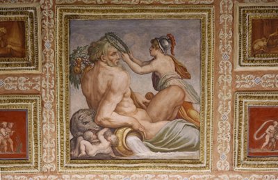 Ceres hemşireliği Triptolemus, Altoviti tavanının detayı, 1553 fresk by Giorgio Vasari