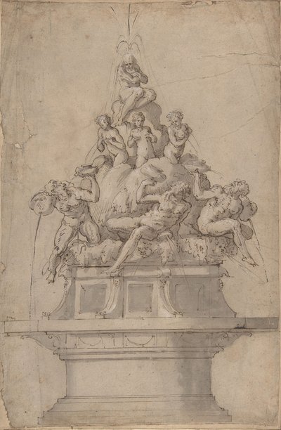 Nehir Tanrıları ve Perileri Olan Bir Çeşme Tasarımı, 1511-74. by Giorgio Vasari
