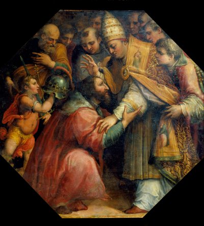 I. François ve Leon X'in Bologna'da buluşması (1517'de Bologna Konkordatosu), c.1558-62 (petrol) by Giorgio Vasari
