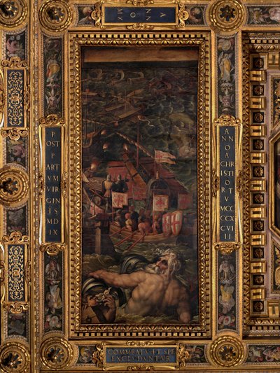 Floransalılar ve Pisalılar arasındaki deniz savaşı by Giorgio Vasari