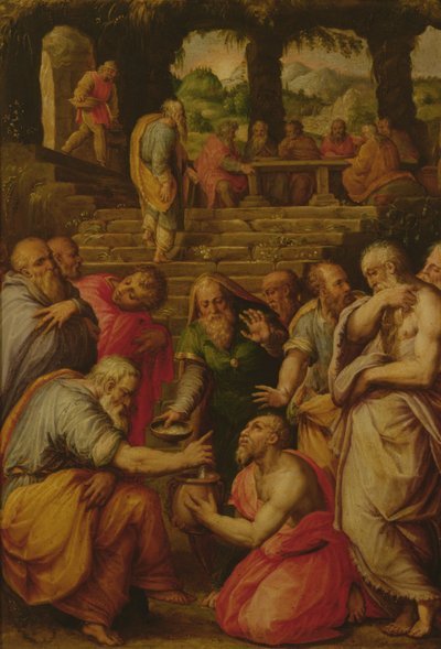 Hz. Elişa'nın Mucizeleri (panelde yağlı boya) by Giorgio Vasari