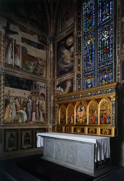 Baroncelli Şapeli, sunağın üstündeki Baroncelli poliptiği, yaklaşık 1328, Giotto (1267-1337), panelde tempera ve altın, Santa Croce Bazilikası, Floransa. İtalya by Giotto (c.1266 1337)