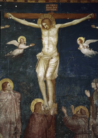 İsa çarmıha gerilir, beş Fransisken ile Çarmıha Gerilme detayı - Fresk by Giotto (c.1266 1337)
