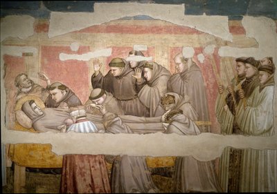 Assisili Aziz François'in cenazesi, detay. Stigma doğrulama. Giotto di Bondone (1267? 1337) tarafından yapılan boyama by Giotto (c.1266 1337)