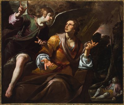 Hagar ve melek, 1640 dolayları (tuval üzerine yağlıboya) by Giovacchino Assereto