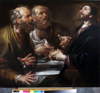 Emmaus'ta akşam yemeği, c.1645-50 (tuval üzerine yağlıboya) by Giovacchino Assereto