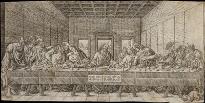 Bir Spaniel ile Son Akşam Yemeği, ca. 1500. by Giovan Pietro Birago