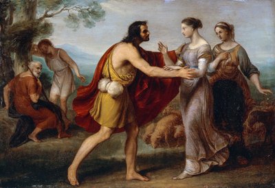 Jacob ve Rachel arasındaki buluşma, Piccio (1804-1873) olarak bilinen Giovanni Carnovali tarafından, bakır üzerine yağlı boya, 38x53 cm by Giovanni Carnovali