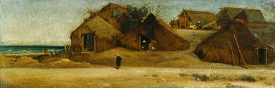 Nino Costa olarak bilinen Giovanni tarafından Sahilde Balıkçı Kulübeleri, by Giovanni Costa