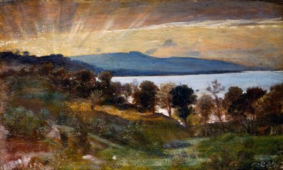 Güneş efektli manzara, tablo Nino Costa (1826-1903), İtalya by Giovanni Costa