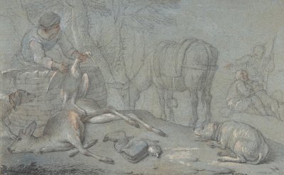 Peyzajda Ölü Oyunlu Avcılar, 1600-1800. by Giovanni Agostino Cassana