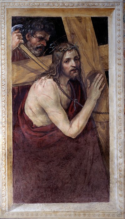 İsa çarmıhını taşıyor (Fresco by Giovanni Antonio Bazzi Sodoma
