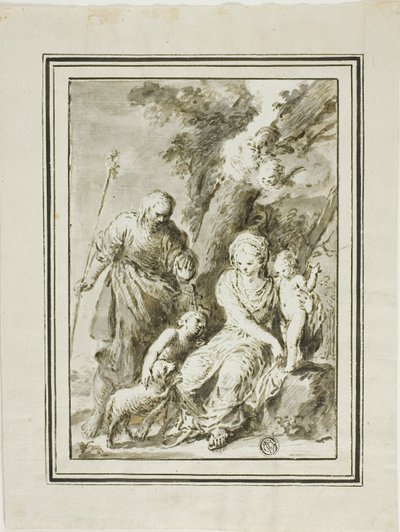 Kutsal Aile ve Vaftizci Yahya by Giovanni Antonio Burrini