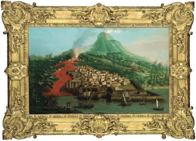 Limanı ve nakliyesi olan volkanik bir ada by Giovanni Antonio Canal