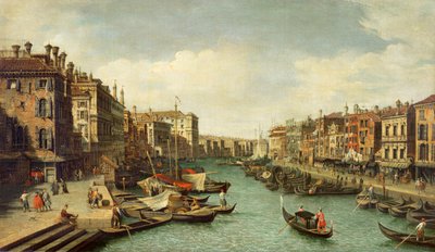 Rialto Köprüsü yakınlarındaki Büyük Kanal, Venedik, c.1730 by Giovanni Antonio Canal