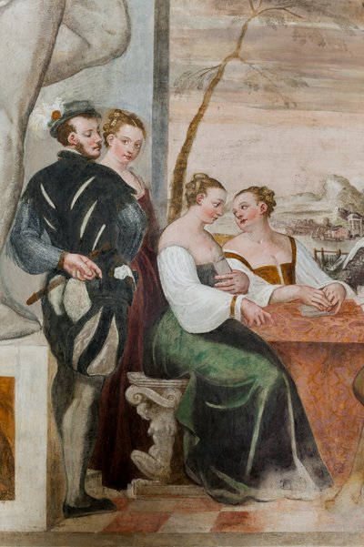 Kart Oyunu, Ana Salon, c.1570 (fresk) by Giovanni Antonio Fasolo