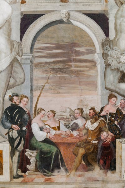 Kart Oyunu, Ana Salon, c.1570 (fresk) by Giovanni Antonio Fasolo