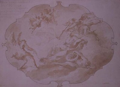 Askeri Fazilet Zaferi, c.1750 (kalem ve yıkama) by Giovanni Antonio Guardi