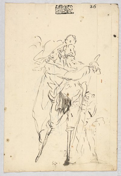 Kazık Bacaklı Adamların Eskizleri by Giovanni Antonio Pellegrini