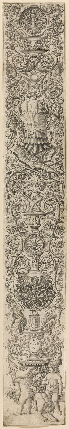 Oynayan Dört Çocuk, On İki Süsleme Panosundan Yedinci Tabak by Giovanni Antonio da Brescia