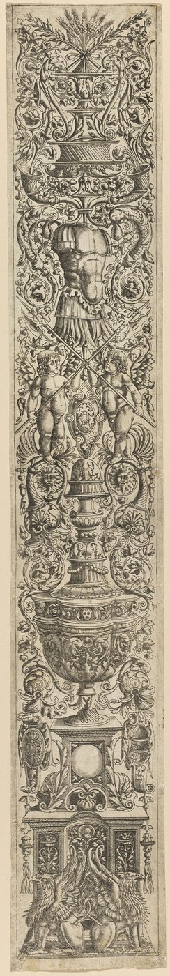 Griffinler ve Halberleri Çaprazlayan İki Cupids, On İki Süs Panosunun beşinci tabağı by Giovanni Antonio da Brescia