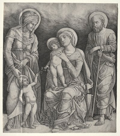 Aziz Elizabeth ve Bebek Vaftizci Yahya ile Kutsal Aile, c. 1500. by Giovanni Antonio da Brescia