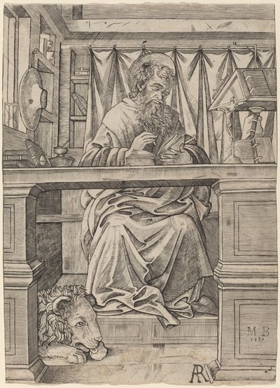 Aziz Jerome Çalışmasında by Giovanni Antonio da Brescia