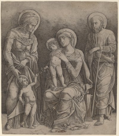 Aziz Elizabeth ve Bebek Aziz John ile Kutsal Aile by Giovanni Antonio da Brescia, after Andrea Mantegna