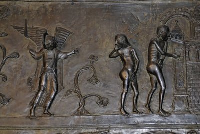 Otton Sanatı: Adem ve Havva Cennetten kovuldu. 1015 civarında. Hildesheim