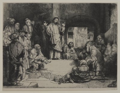 Christ Preaching (La Petite tombe), c.1652 (sertilmiş kağıda monte edilmiş serilmiş kağıt üzerinde gravür, kuru nokta ve burin) by Giovanni Battista Tiepolo